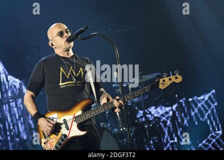 Der französische Sänger Pascal Obispo tritt mit seiner "Pascal Obispo Tour" am 22. März 2019 in Margny-les-Compiegne, bei Compiegne, Frankreich, live auf der Bühne des 'Le Tigre' auf. Foto von Edouard Bernaux/Abacapress.com Stockfoto
