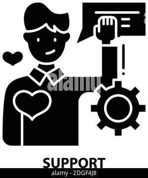 Support-Symbol, schwarzes Vektorzeichen mit editierbaren Konturen, Konzeptdarstellung Stock Vektor
