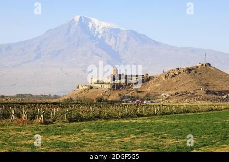 Kloster Chor Virap vor Berg Ararat, Ararat-Provinz, Armenien Stockfoto