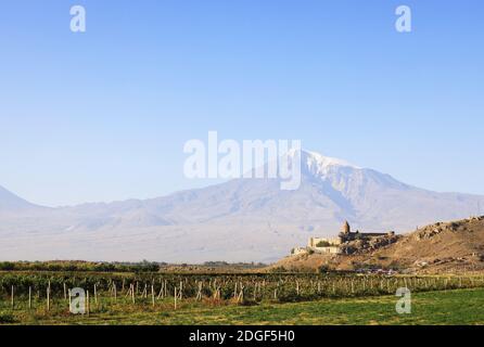 Kloster Chor Virap vor Berg Ararat, Ararat-Provinz, Armenien Stockfoto