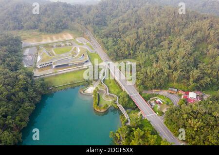 Luftlandschaft mit berühmtem Xiangshan Besucherzentrum Stockfoto