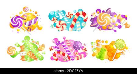 Set von Karamell Lutscher und Gelee Bonbons Stock Vektor