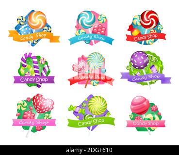 Großer Satz von Süßigkeiten Shop Artikel Stock Vektor
