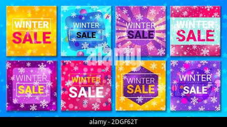 Set von hellen Banner Inschrift Winterverkauf Stock Vektor