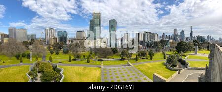 Luftpanorama der Skyline von Melbourne, Victoria, Australien Stockfoto