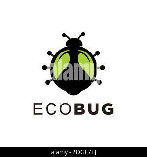 Bug-Logo, vorgestellten Bug und Blätter in Bug-Körper Stock Vektor