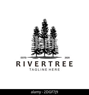 Pine Tree Logo Design Symbol Vorlage Stock Vektor