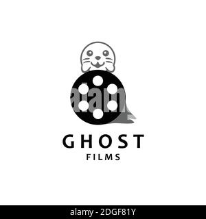 Ghost Film Logo Design-Vorlage. Kreatives Logo-Design für Film- und Fernsehindustrie Stock Vektor