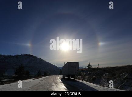 Winterhalo in Kelowna Stockfoto