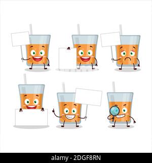 Papaya Saft Cartoon Charakter bringen Informationstafel. Vektorgrafik Stock Vektor