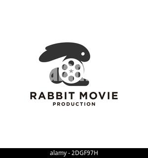 Kreatives Logo Kaninchen Film Symbol Design Stock Vektor