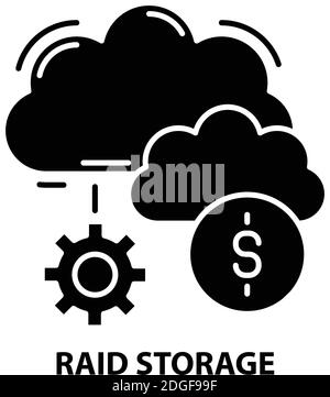 raid-Speichersymbol, schwarzes Vektorzeichen mit editierbaren Konturen, Konzeptdarstellung Stock Vektor