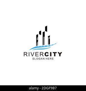 Logo mit „River City Town“-Logo Stock Vektor