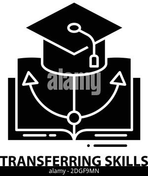 Übertragen von Skills-Symbol, schwarzes Vektorzeichen mit bearbeitbaren Konturen, Konzeptdarstellung Stock Vektor