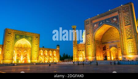 Registan, ein alter öffentlicher Platz in Samarkand, Usbekistan Stockfoto