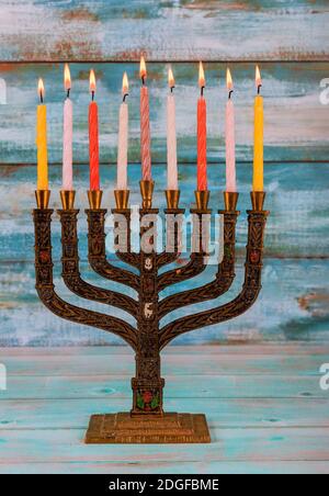 Jüdische Feiertag hannukah Symbole - menorah Stockfoto