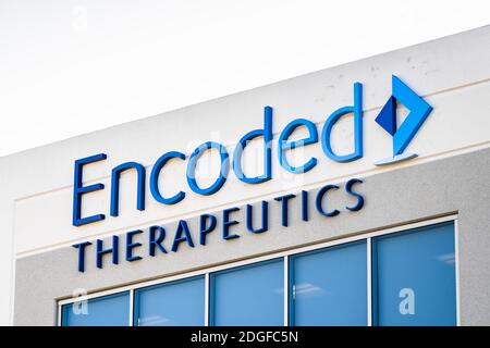 Sep 21, 2020 South San Francisco / CA / USA - Encoded Therapeutics Logo am Hauptsitz des Silicon Valley; Encoded Therapeutics, Inc., ein Biotechnolog Stockfoto