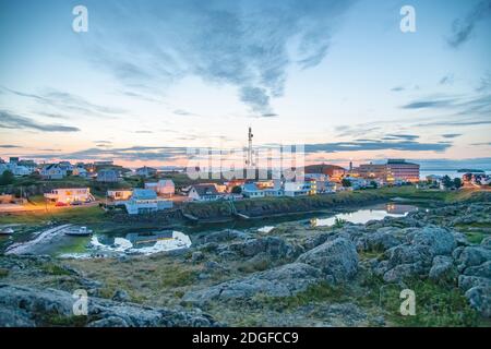 Stykkisholmur Skyline bei Nacht, Island Stockfoto