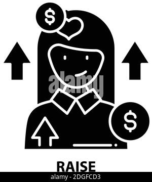 Symbol heben, schwarzes Vektorzeichen mit editierbaren Konturen, Konzeptdarstellung Stock Vektor