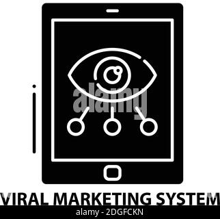 Virales Marketing-System-Symbol, schwarzes Vektorzeichen mit editierbaren Striche, Konzeptdarstellung Stock Vektor