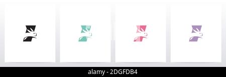 Rabbit läuft auf Letter Logo Design I Stock Vektor