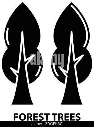 Waldbäume Symbol, schwarzes Vektor-Zeichen mit editierbaren Konturen, Konzept Illustration Stock Vektor