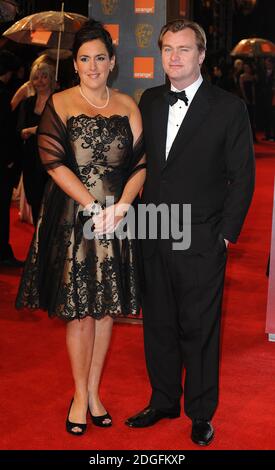 Emma Thomas und Christopher Nolan bei den Orange British Academy Film Awards 2011 im Royal Opera House, Covent Garden, London. Stockfoto