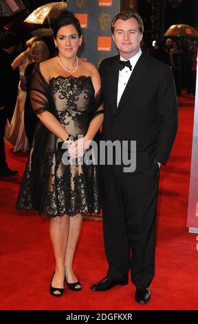 Emma Thomas und Christopher Nolan bei den Orange British Academy Film Awards 2011 im Royal Opera House, Covent Garden, London. Stockfoto