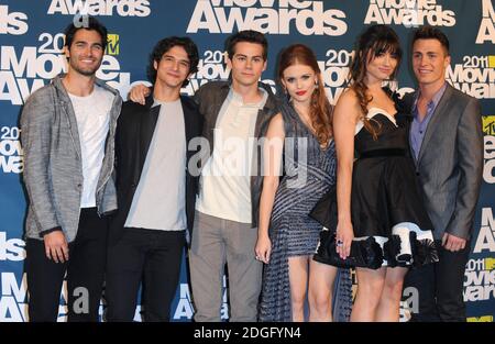 Tyler Hoechlin, Tyler Posey, Dylan O'Brien, Holland Roden, Crystal Reed und Colton Haynes bei den MTV Movie Awards 2011, Gibson Amphitheatre, Universal City, Los Angeles. Stockfoto