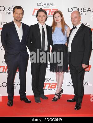 David Heyman, James McAvoy, Bonnie Wright und David Barron bei den National Movie Awards 2011 in der Wembley Arena, London. Stockfoto