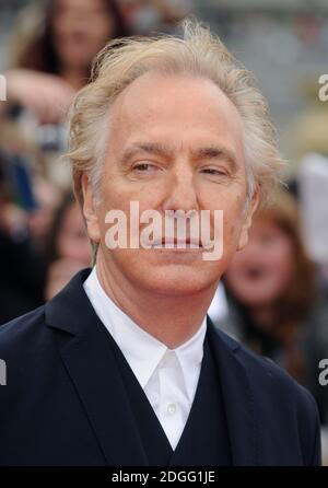 Alan Rickman bei der Weltpremiere von Harry Potter und die Heiligtümer des Todes - Teil 2, Trafalgar Square, London. Stockfoto