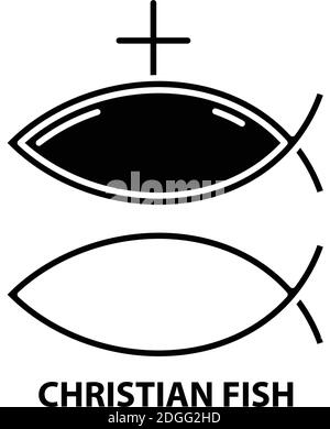 christian Fisch-Symbol, schwarz Vektor-Zeichen mit editierbaren Konturen, Konzept Illustration Stock Vektor