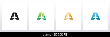 Flugzeug auf Brief Logo Design A Stock Vektor