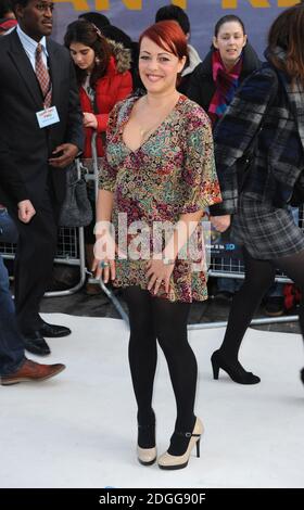 Sarah Cawood bei der UK Premiere von Happy Feet 2, Cineworld Haymarket, London. Stockfoto