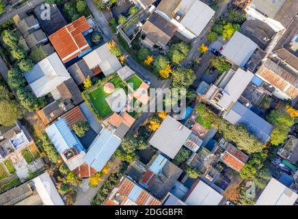 Häuser in der Bergstadt Qingcheng, die eine Fläche von 126.67 Quadratkilometern umfasst und sich am Fuße des Qingcheng Berges, Dujiangyan c Stockfoto