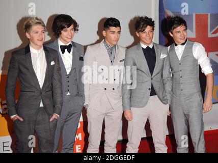 Eine Richtung Ankunft bei den Brit Awards 2012, die O2 Arena, Greenwich, London. Stockfoto