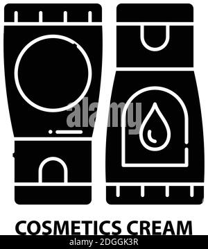 Kosmetik Creme Symbol, schwarz Vektor-Zeichen mit editierbaren Striche, Konzept Illustration Stock Vektor