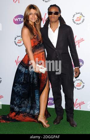 Edgar Davids und Olcay Gulsen bei der WTA Pre-Wimbledon Party, Kensington Roof Gardens, London. Stockfoto