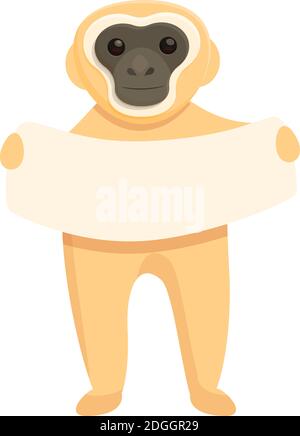 Gibbon-Bannersymbol. Cartoon von Gibbon Banner Vektor-Symbol für Web-Design isoliert auf weißem Hintergrund Stock Vektor