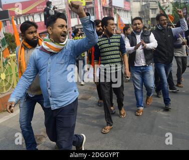 Agartala. Tripura, Indien. Dezember 2020. BJP-Unterstützer unterstützen den Streik aller indischen Bauern. Kredit: Majority World CIC/Alamy Live Nachrichten Stockfoto