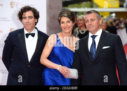 Matt LeBlanc, Tamsin Greig und Stephen Mangan bei der Ankunft bei den Arqiva British Academy Television Awards 2013 in der Royal Festival Hall, London. Stockfoto