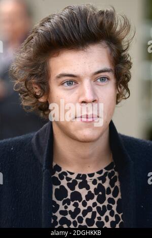 Harry Styles Ankunft bei der Burberry Prorsum S/S 2014 Catwalk Show, Teil der London Fashion Week, Spring Summer 2014, Hyde Park. Stockfoto