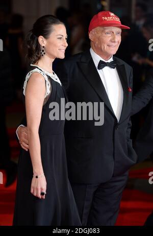 Niki Lauda und Birgit Wetzinger bei den EE British Academy Film Awards 2014 im Royal Opera House, Bow Street, London. Stockfoto