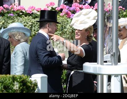 Prinz Andrew und Zara Phillips während der Royal Prozession am ersten Tag von Royal Ascot 2014, Ascot Racecourse, Berkshire. Stockfoto