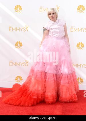 Lena Dunham bei den EMMY Awards 2014, Nokia Live, Los Angeles. Stockfoto