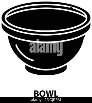 Schüssel-Symbol, schwarzes Vektorzeichen mit editierbaren Konturen, Konzeptdarstellung Stock Vektor
