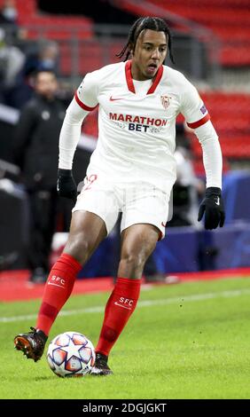 Jules Kounde von Sevilla FC während der UEFA Champions League, Gruppe E Fußballspiel zwischen Stade Rennais und Sevilla FC (FC Sevilla) am 8. Dezember 2020 im Roazhon Park in Rennes, Frankreich - Foto Jean Catuffe / DPPI / LM Stockfoto