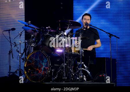 EXKLUSIVE Glen Power of the Script live auf der Bühne während des Capital FM Jingle Bell Ball 2014 in der O2 Arena, London Stockfoto