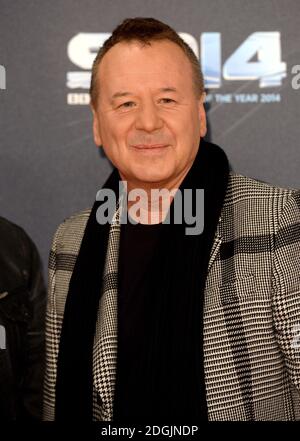 Jim Kerr von Simple Minds, der für die Sports Personality of the Year Awards 2014 bei der SSE Hydro in Glasgow anreist. Stockfoto