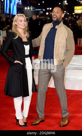 Margot Robbie und will Smith kommen für die Focus Special Screening, im Vue West End Kino, Leicester Square, London. Stockfoto